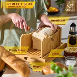 Bread Slicer, Bread Slicer For Homemade Bread, Bread Cutter, Bread Slicing Guide With 3 Different Sizes- Comes With A Bread Knife For Homemade Bread And A Mesh Bag -Wilton Shop 5126F4Ic9YL