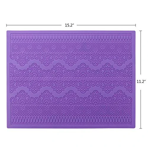 Fondant Lace Mold, Silicone Lace Mould For Cake Decorating Molds Silicone Shapes Border Decoration, Fondant Impression Mat Purple For Chocolate Sugar Sugarcraft Candy Cupcake Baking Embossing 7 Fondant Lace Mold, Silicone Lace Mould For Cake Decorating Molds Silicone Shapes Border Decoration, Fondant Impression Mat Purple For Chocolate Sugar Sugarcraft Candy Cupcake Baking Embossing - Image 5