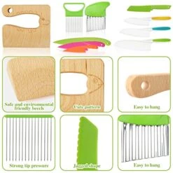 9PCS Kids Plastic Knife Set,Kitchen Kid Knife For Real Cooking,BPA-Free Toddler Knife Include 6 Plastic Knives Wood Kids Safe Knives Potato Slicers Onion Slicer For Fruit Salad Bread(Fish Style) -Wilton Shop 5126d3LZGtL