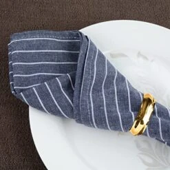 Linen Napkins 20x20 Inch Oversized Stripe Dinner Napkins Soft Washable Cloth Napkins For Parties Dinners Weddings Cocktail & Home Use Set Of 6, Grey/Blue -Wilton Shop 5126kW6zrtL