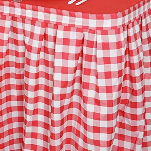 BalsaCircle 14 Feet X 29-Inch Red On White Checkered Gingham Polyester Table Skirt Linens Wedding Party Events Decorations Dining 5 BalsaCircle 14 Feet X 29-Inch Red On White Checkered Gingham Polyester Table Skirt Linens Wedding Party Events Decorations Dining - Image 3