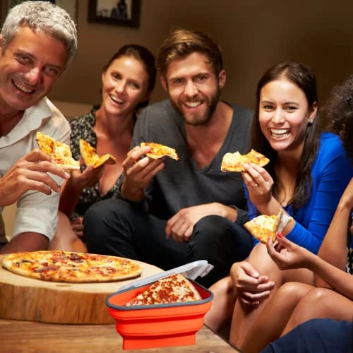 Reusable Pizza Storage Container, Collapsible Silicone Pizza Box, Pizza Slice Container With 5 Microwavable Serving Trays, BPA Free Pizza Box Set With Lids 6 Reusable Pizza Storage Container, Collapsible Silicone Pizza Box, Pizza Slice Container With 5 Microwavable Serving Trays, BPA Free Pizza Box Set With Lids - Image 4