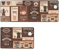 Anti Fatigue Comfort Kitchen Standing Desk Mat Decorative Ergonomic Floor Pad Kitchen Rug Waterproof Stain Resistance Non Slip Kitchen Set, 17.3''x27.6''+17.3''x47.2'', Eat Well -Wilton Shop 512Me6XORL. AC