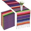 12 Packs Mexican Blanket Serape Table Runner Colorful Striped Fringe Cotton Table Runner For Mexican Birthday Party Wedding Holiday Decorations Pack Of 12-14x84 -Wilton Shop 512PatsH6RL