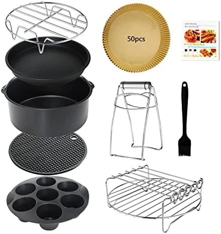9 Inch Air Fryer Accessories Set Of 9 For 5.8QT Or Larger Deep Air Fryer - Include Air Fryer Liners, 304 Stainless Steel Plate Gripper, Oil Basting Brush, Non-Stick, Dishwasher Safe, XL 10 9 Inch Air Fryer Accessories Set Of 9 For 5.8QT Or Larger Deep Air Fryer - Include Air Fryer Liners, 304 Stainless Steel Plate Gripper, Oil Basting Brush, Non-Stick, Dishwasher Safe, XL - Image 8