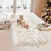 Table Runner, Thanksgiving Modern Small White Fur Table Runners For Party Birthday Christmas Friendsgiving Wedding Dinning Table, Decorative Rug Luxury Faux Fur Runner For Table(11.8x47.2inch)