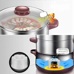 Double-Layer Stainless Steel Electric Food Steamer 8L Automatic Electric Steamer 90mins Twist Timing Hot Pot -Wilton Shop 512afBSqfSL