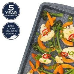 Russell Hobbs COMBO-5445 Nightfall Stone Baking Tray Set Of 2, Blue Marble, Suitable For Oven Use Up To 220°C, PFOA Free, Baking Oven Sheet For Biscuits, Cookies & More, Carbon Steel, 38 Cm 8 Russell Hobbs COMBO-5445 Nightfall Stone Baking Tray Set Of 2, Blue Marble, Suitable For Oven Use Up To 220°C, PFOA Free, Baking Oven Sheet For Biscuits, Cookies & More, Carbon Steel, 38 Cm -Wilton Shop 512bT36DmsL