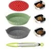 DUOBEIER 4-Pack Air Fryer Silicone Liners,Silicone Air Fryer Liners Reusable Airfryer Liners Silicone Basket Heat Resistant Air Fryer Accessories 1-Pack Small Silicone Tongs 7lnch(For 5QT Or Bigger) 2 DUOBEIER 4-Pack Air Fryer Silicone Liners,Silicone Air Fryer Liners Reusable Airfryer Liners Silicone Basket Heat Resistant Air Fryer Accessories 1-Pack Small Silicone Tongs 7lnch(For 5QT Or Bigger) -Wilton Shop 512dds63UxL