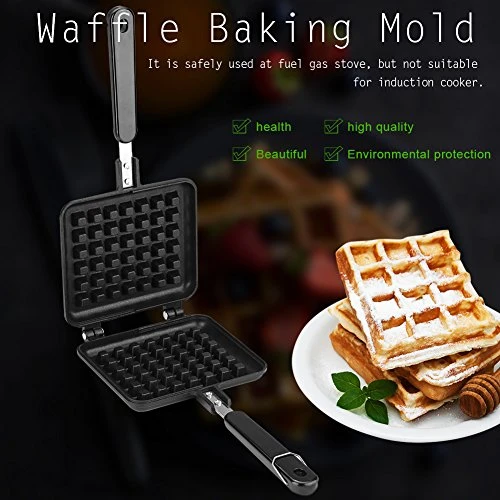 Waffle Maker Pan, Non-stick Double Side Waffle Irons Press For Cooking Baking Tool 4 Waffle Maker Pan, Non-stick Double Side Waffle Irons Press For Cooking Baking Tool - Image 2