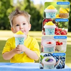 New Cartoon Dinosaur Slushy Cup, Quick Frozen Magic Slushie Maker Cup, Double Layers Slushie Cup With Cup Brush Straw And Spoon, DIY Homemade Squeeze Slushy Maker Cup For Drinks Juices And Milk -Wilton Shop 512eIohOrUL