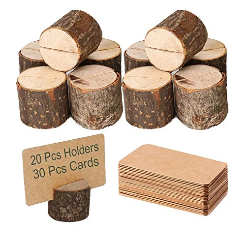 Wood Place Card Holders, 20Pcs Premium Rustic Table Number Holders And 30Pcs Kraft Table Place Cards, Wood Photo Holders, Ideal For Wedding Party Table Name And More 3 Wood Place Card Holders, 20Pcs Premium Rustic Table Number Holders And 30Pcs Kraft Table Place Cards, Wood Photo Holders, Ideal For Wedding Party Table Name And More