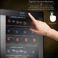 PKCWCDS285 Compressor Cooler Refrigerator Cooling System | Large Freestanding Wine Cellar Fridge For Red White Champagne Or Sparkling, Black Glass Door, 28 Bottle Dual Zone -Wilton Shop 512mOiUiKSL