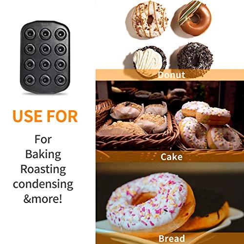 Mini Donut Baking Pans, Non-Stick 12-Cavity Donut Pan, Carbon Steel Cake Baking Pan - BPA Free Mini Bagel Pan, Oven, Microwave, Freezer Safe 7 Mini Donut Baking Pans, Non-Stick 12-Cavity Donut Pan, Carbon Steel Cake Baking Pan - BPA Free Mini Bagel Pan, Oven, Microwave, Freezer Safe - Image 5