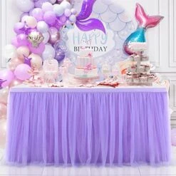 Pink Table Skirt Birthday Party Tulle Table Skirt Baby Shower Round And Rectangle Tutu Table Decoration Table Cloth For Girl Gender Reveal Wedding(L6(ft), H30in) -Wilton Shop 512zMeYsHvL. AC
