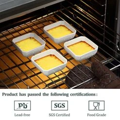 6 Oz Porcelain Square Bowl, Square Ramekins For Pudding And Snacks, Porcelain Dip Bowls, Small Serving Bowls For Dip Sauce And Baking, Oven Safe, White, Set Of 6 -Wilton Shop 512zVl6bBWL