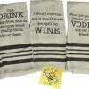 Funny Kitchen Towels With Sayings - Dark Linen Kitchen Towels Gift Set - Comes In Gift Bag - Set Of 5 -Wilton Shop 5135ZMCHlOL