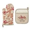 Autumn Basics Collection Decorative Thanksgiving & Fall Kitchen, Oven Mitt/Potholder Set, Rustic Leaves, 2 Piece