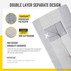 LokGrip Non Slip Tufted Memory Foam Bench Cushion, FadeShield Water Resistant Durable Thicken Outdoor/Indoor Bench Seat Pads 36x14x4 Inch, Heather Grey -Wilton Shop 513C5SFne3L