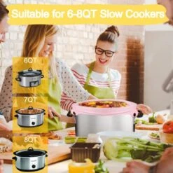 Silicone Slow Cooker Liners 2 Pack, Reusable Cooking Bags Fit For Crockpot & Hamilton Beach 6QT - 8QT, Slow Cooker Accessories For Oval & Round Pot, Pink & Yellow -Wilton Shop 513D7WwtLUL