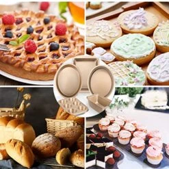 5pcs Non-Stick Carbon Steel Baking Pan Set Different Shapes Cake Bread Baking Pan, Small Mold Bakeware, Baking Molds Kitchen Cupcake Tools For Baking Industry Home. (Gold) -Wilton Shop 513E3KeRo2L