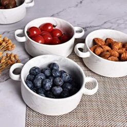 Ceramic Marbling Souffle Dishes, 10 Oz, Dould Handle Ramekin For Baking, Set Of 6 (Marbling Grey, 10 Oz) -Wilton Shop 513F7b8r7XL