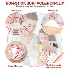 Rolling-Pin-Silicone-Baking-Mats-Set, Nonstick Dough Rolling Pastry Mat For Cookie Macaroon Pie Crust Pizza, Heat-resistant Silicone Baking Sheets For Oven, Silicon Macaroons Baking Mats -Wilton Shop 513bLsr0olS