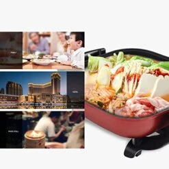 Family Size Rapid Heat Electric Skillet, Electric Ceramic Titanium Skillet, Easy To Clean, Non-stick Electric Skillet With Glass Vented Lid, Red 11 Family Size Rapid Heat Electric Skillet, Electric Ceramic Titanium Skillet, Easy To Clean, Non-stick Electric Skillet With Glass Vented Lid, Red -Wilton Shop 513chKUkM2L