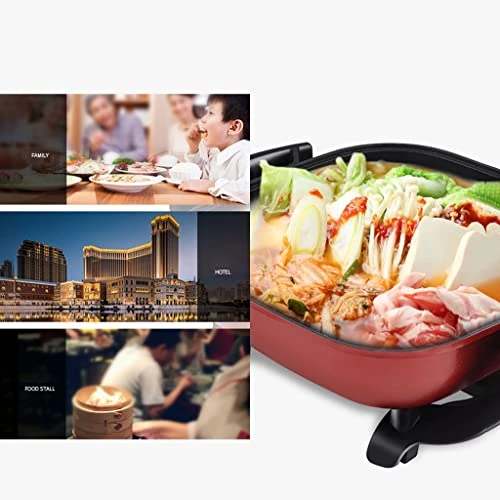 Family Size Rapid Heat Electric Skillet, Electric Ceramic Titanium Skillet, Easy To Clean, Non-stick Electric Skillet With Glass Vented Lid, Red 5 Family Size Rapid Heat Electric Skillet, Electric Ceramic Titanium Skillet, Easy To Clean, Non-stick Electric Skillet With Glass Vented Lid, Red - Image 3