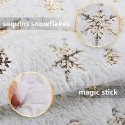 Christmas Tree Skirt,48" White Faux Fur With Gold Sequin Snowflakes Xmas Tree Rug For White Gold Christmas Decorations 16 Christmas Tree Skirt,48" White Faux Fur With Gold Sequin Snowflakes Xmas Tree Rug For White Gold Christmas Decorations -Wilton Shop 513gK43uxHL