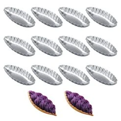 12 Pieces Egg Tart Molds Creative Boat Shape Tart Pan Aluminium Alloy Non-Stick Cake Cookie Cupcake Pastry Pudding Muffin Cups Molds Reusable Kitchen Baking Decorating Tools