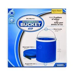 Camco Collapsible Bucket With Storage Case- Durable Pop Up Bucket With Watertight Fabric, Holds 3 Gallons Of Water - Great For RVs, Camping, Fishing, Boating, Hiking And More - Blue (42993), Blank Ski -Wilton Shop 513kOC4TYKL