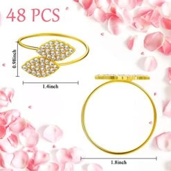 Napkin Rings Wedding Napkin Holder Metal Leaves Napkins Holder Rhinestone Napkin Buckle For Wedding, Mother’s Day, Party Celebrate Festival Dinner Table Decoration (Gold, 100) -Wilton Shop 513n3dQdIsL