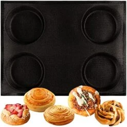 Bun Baking Pan Hamburger Bread Perforated Eclair Sheets Round Disc Mesh Silicone Mold 8-Loaf Taper Circle Shape -Wilton Shop 513qgFdQL. AC