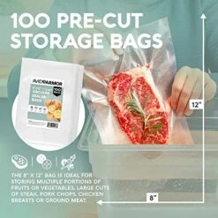 Vacuum Sealer Bags Quart 8x12 Inch 100 Pack For Food Saver, Seal A Meal Vacuum Seal Machines, Commercial Grade Heavy Duty BPA Free For Sous Vide And Meal Prep Precut Storage Bag -Wilton Shop 513qpv4a0tL