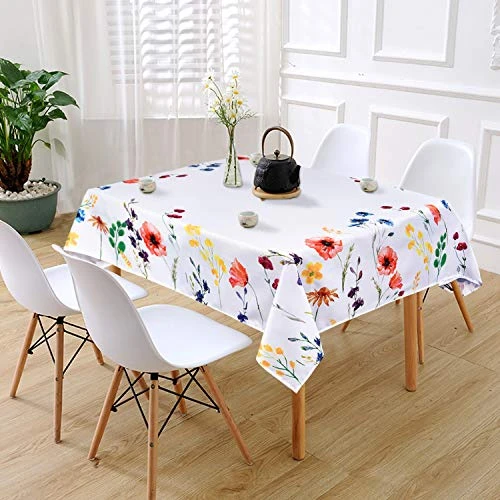 Sunm Boutique Watercolor Wild Flowers Tablecloth, Spring Floral Table Cloth, 60 X 84 Inch, Machine Washable Waterproof Table Cover For Easter, Dining, Holiday, Parties 4 Sunm Boutique Watercolor Wild Flowers Tablecloth, Spring Floral Table Cloth, 60 X 84 Inch, Machine Washable Waterproof Table Cover For Easter, Dining, Holiday, Parties - Image 2
