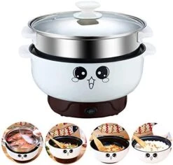 Nonstick Pan Mini Electric Skillet Non Stick Frying Pans Stainless Steel Multifunction Heat Hot Pot For Boiling Eggs Cooking Rice Fried Noodles Stew Soup Steamed Fish (2.8L Without Steamer) -Wilton Shop 514AMdzYsQL. AC