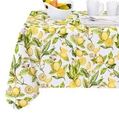 Lemon Zest Botanical Print Indoor/Outdoor Fabric Tablecloth - Yellow Lemon Vine Soil Resistant, Water Repellent Fabric Tablecloth, 60 Inch X 120 Inch Oblong/Rectangular 14 Lemon Zest Botanical Print Indoor/Outdoor Fabric Tablecloth - Yellow Lemon Vine Soil Resistant, Water Repellent Fabric Tablecloth, 60 Inch X 120 Inch Oblong/Rectangular -Wilton Shop 514DaKd2unL