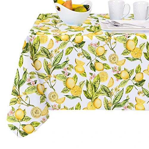 Lemon Zest Botanical Print Indoor/Outdoor Fabric Tablecloth - Yellow Lemon Vine Soil Resistant, Water Repellent Fabric Tablecloth, 60 Inch X 120 Inch Oblong/Rectangular 8 Lemon Zest Botanical Print Indoor/Outdoor Fabric Tablecloth - Yellow Lemon Vine Soil Resistant, Water Repellent Fabric Tablecloth, 60 Inch X 120 Inch Oblong/Rectangular - Image 6