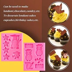 12 Cavities Graduation Fondant Molds Silicone Graduation Owl Gnome Grad Cap Diploma Scroll Mould Congrats Grad Chocolate Candy Mold For Grad Party Soap Jelly Cake Cupcake Topper Decor, 2 Pack -Wilton Shop 514VvYPI00S
