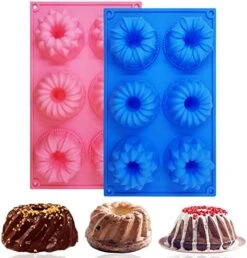 2 Pack Silicone Cake Moulds, Doughnut Maker Silicone Baking Tray Cupcake Muffin Molds Mini Cake Pan For Coffee Cake Cupcake Brownie(Pink, Blue) -Wilton Shop 514WEGcPNuL. AC