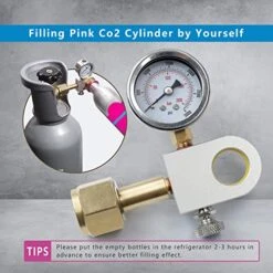 CO2 Refilling Adapter With Pressure Gauge Silver, Soda Exchange Carbonator Refill Quick Adapter Compatible With DUO Terra Art Soda Pink Co2 Cylinder Silver -Wilton Shop 514eBXjn3KL