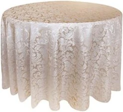Scroll Damask Jacquard Tablecloth Polyester Fabric Water Resistant Spillproof Table Cover For Kitchen Dinning Wedding Banquet Party Tabletop Use (Rectangle/Oblong, 60 X 84 Inch, Beige) -Wilton Shop 514kfNCHMEL. AC