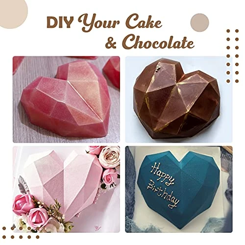 Heart Chocolate Mold, 7.8" Big Breakable Diamond Heart Silicone Cake Mould, Love Shape Maker Baking Tool For Chocolate Mousse Dessert Candy, Good Gifts For Birthday, Valentines Day, Oven Safe 5 Heart Chocolate Mold, 7.8" Big Breakable Diamond Heart Silicone Cake Mould, Love Shape Maker Baking Tool For Chocolate Mousse Dessert Candy, Good Gifts For Birthday, Valentines Day, Oven Safe - Image 3