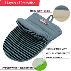 Mini Oven Mitts, Cook Mittens Yutat Silicone Oven Mitts With Quilted Liner Professionally Protect Your Hand During Baking Doing BBQ Or Carry Hot Pot Aqua Blue, 1 Pair -Wilton Shop 514pWXxlNIL