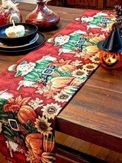 Ll Table Runners 90 Inches Long Pumpkin Patch Scarecrow Thanksgiving Autumn Leaves Vintage Farm Harvest Colorful Decorative Woven Long Kitchen Dining Tapestry Fall Table Runner 13x90