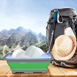 Collapsible Multi-Use Wash Bin- Portable Wash Basin/Dish Tub/Ice Bucket With 10 L Capacity For Camping, Tailgating, More By Wakeman Outdoors (Green) -Wilton Shop 514tgXK8vIL