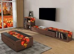 Embroidered Leaves Table Runner For Thanksgiving, Fall Or Autumn (14 × 69 Inches) -Wilton Shop 514tiny430L