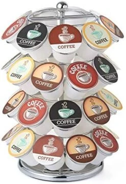K Cup Holder – Compatible With K-Cups, Coffee Pod Carousel | 40 K Cup Holder, Spins 360-Degrees, Lazy Susan Platform, Modern Chrome Design, Home Or Office Kitchen Counter Organizer -Wilton Shop 514w1UpqLbL. AC