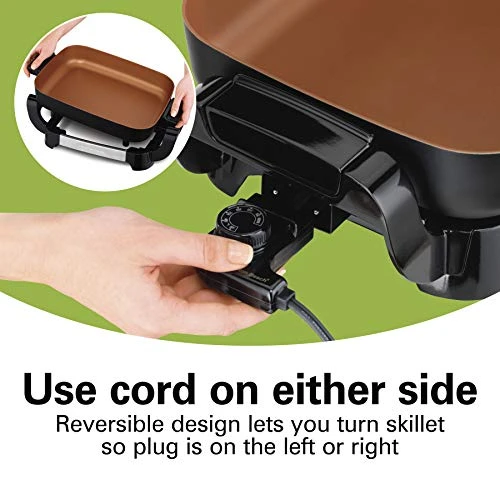 Hamilton Beach Durathon Ceramic Electric Skillet With Removable 12x15” Pan, Adjustable Temperature, Reversible Design, Tempered Glass Lid (38529K) 7 Hamilton Beach Durathon Ceramic Electric Skillet With Removable 12x15” Pan, Adjustable Temperature, Reversible Design, Tempered Glass Lid (38529K) - Image 5